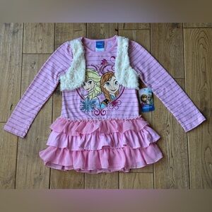 NEW Disney Frozen Elsa and Anna Pink Ruffle Tunic size 6